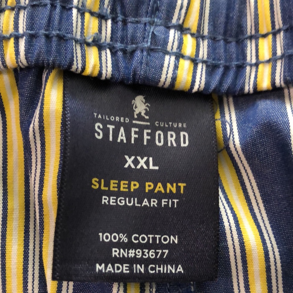 Worn once - STAFFORD 100% Cotton Men’s Sleep Pants / Pajama Bottoms - Picture 2 of 9